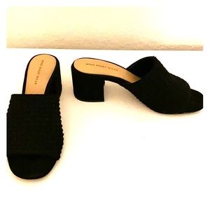 All black heeled sandals!